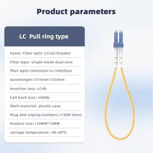 2 Pack Fiber Optic Loopback Cable,LC/UPC Single Mode Fiber Loopback Testers - 9/125um,for Self-Testing SFP Modules or Network Equipment 2 pack LC Singlemode