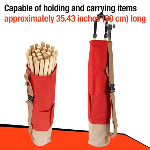 36 Inch Heavy Duty Lath Bag with Pockets, Hi-Vis Orange Waterproof Lath Stake Bag for Surveying & Construction