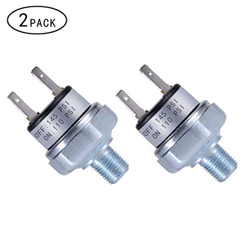 Air Pressure Switch 110-145 PSI, 1/8"-27 NPT, DC 24V/12V, Silver, Automatic