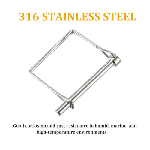 Pack of 4 Square Wire Lock Pin, Trailer Coupler Pin, 316 Stainless Steel Hardware Pin 1/4 "(6.3 mm) Diameter, 1.97" (50 mm) Length, Heavy Duty Safety Coupler Pin 1/4" x 1.97"