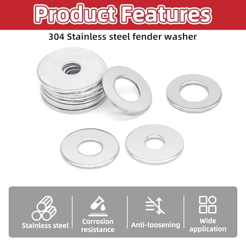 Fender Washers Stainless Steel Assortment Kit (310-Piece) - 15 Sizes(M3-M12) for Automotive Motorcycle Bike Repair‌ M3/M4/M5/M6/M8/M10/M12 310