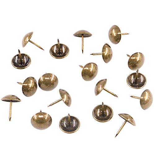 Keadic 250Pcs 5/8" Antique Upholstery Tacks, Bronze Furniture Nails Pins Furniture Push Pins Thumb Tacks Round Head Upholstery Pins Decorative Furniture Push Pins for DIY Projects 5/8"(250pcs)