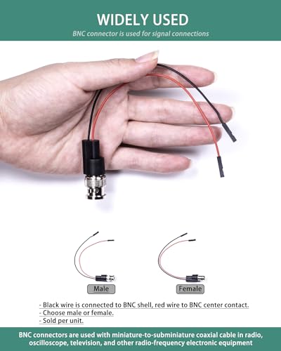 BNC Test Leads, BNC (F) to Square Pin Receptacles, Test Lead Breakout Cable for Multimeter, 5A Current Rating, 2 Pack Female Plug (Pack of 2)