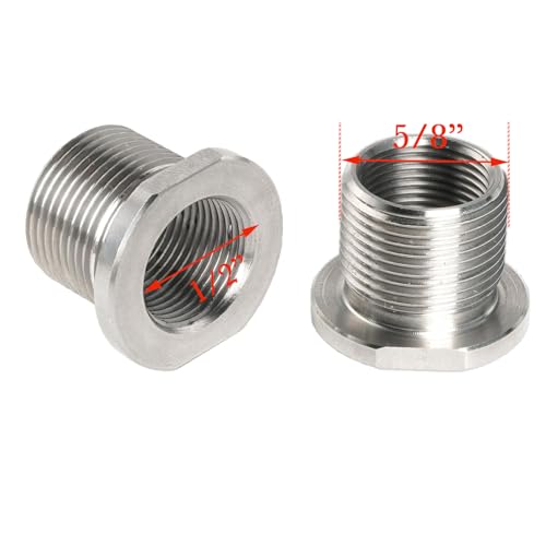 1/2x28 to 5/8x24 Thread Adapter with Crush Washer Stainless Steel (Stainless steel-1pcs)