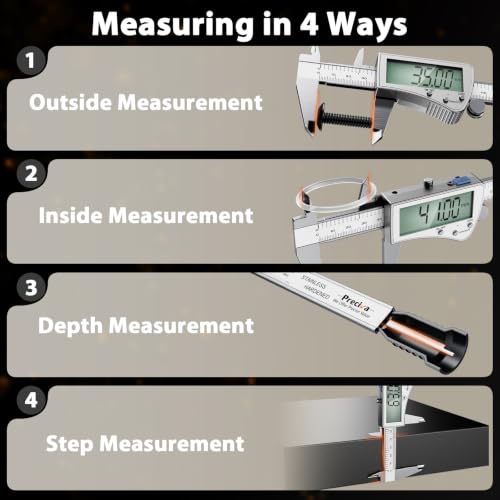 Preciva Digital Caliper 6", Rechargeable Stainless Steel Micrometer