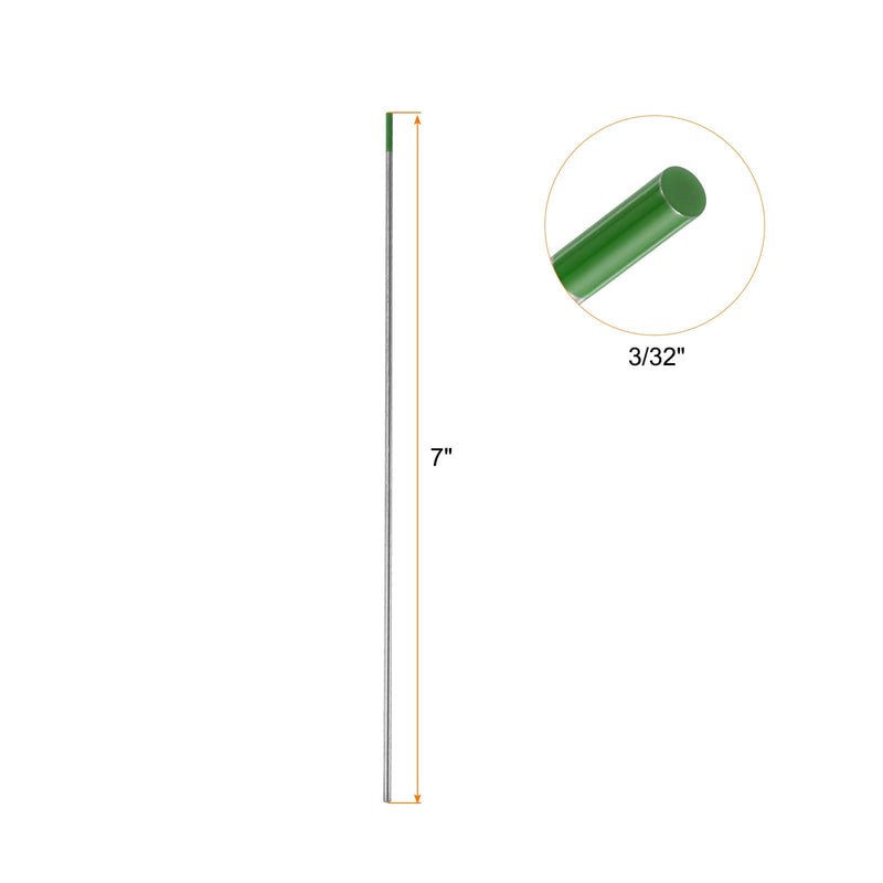 HARFINGTON 10pcs TIG Welding Tungsten Electrodes 3/32" x 7" Pure for Stainless Steel Welding, Aluminum Magnesium Alloy Welding Aerospace Automobile Manufacturing, Green WP 3/32 inch