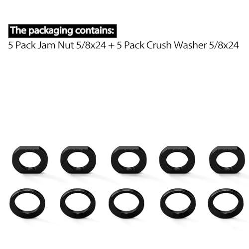 10 Pcs Combo Kits Crush Washer&Jam Nut Steel Black (308) 308