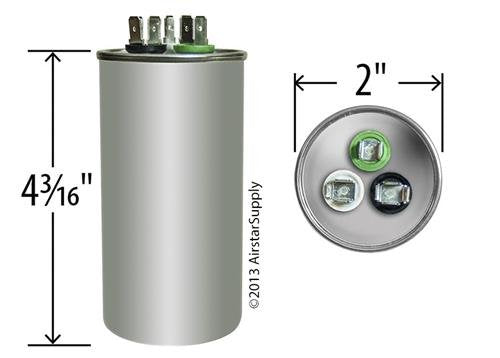 Goodman CAP050350440CS Replacement - 35 + 5 uf / Mfd 370 / 440 VAC AmRad Round Dual Universal Capacitor , Made in the U.S.A.