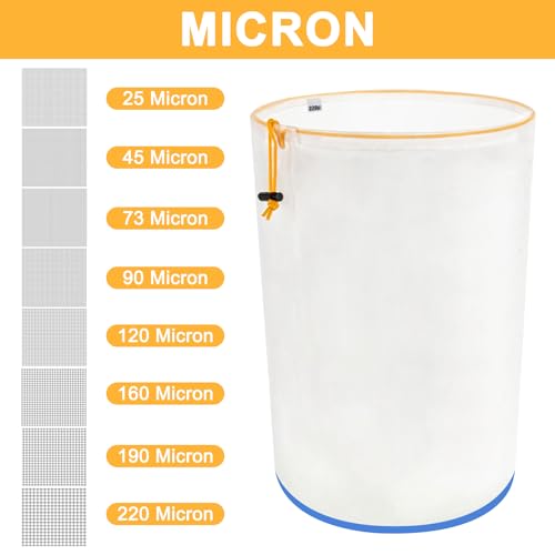 PSLER 5 Gallon Reusable Nylon Fine Filter Bag with Mesh Screen 220 Micron