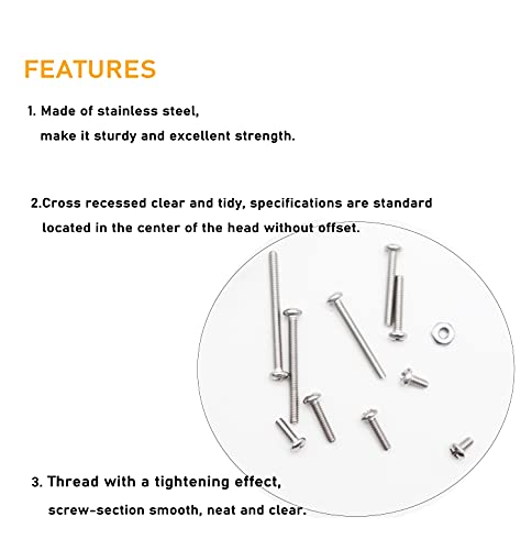 300pcs 2-56 Pan Phillips Machine Screws Hex Nuts Assortment Kit,5/32" 3/16" 5/16" 1/4" 3/8" 1/2" 5/8" 3/4" 7/8" 1", 304 Stainless Steel #2-56 300pcs