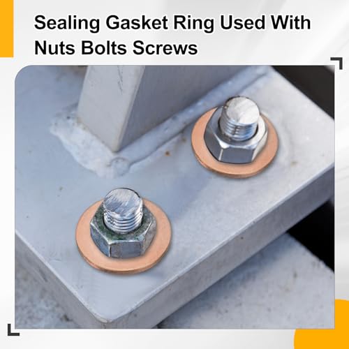 PATIKIL M6 Copper Flat Washers, (6mm ID 12mm OD 1.5mm Thick) (66 Pcs), Sealing Ring Automotive Drain Plug Gaskets Flat Oil Crush Washer Spacers, Suit for - Fasten Screws/Faucets 6mm x 12mm x 1.5mm 66