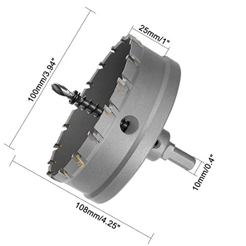 uxcell Carbide Hole Saw Drill Bit 100mm Hole Cutter with Limit Step