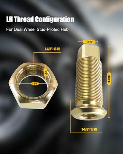 Wheel Outer Inner Cap Nut Set Fit for Stud Piloted Wheel Systems Cap Nut Inner +Outer