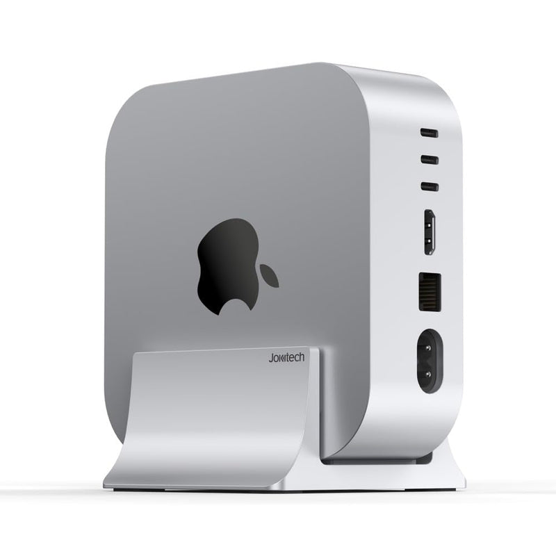 M4 Mac mini Vertical Stand Holder, a Solid Metal Base Organizer Compatible with Apple M4/M4 Pro Mac mini to Improve heatsink and Power Button Operation - Silver JK-M4A14S