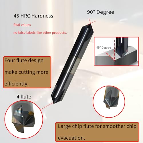 3/8" Chamfer Mill, Carbide, 4 Flute, 90°, Double End, AlTiN Coated 90 degree double end 3/8"*3/8"*2-1/2"