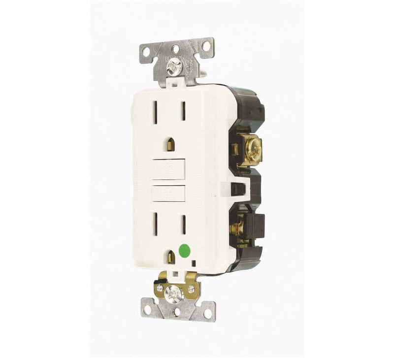 Leviton 15A-125V Extra-Heavy Duty Hospital Grade Non-Tamper-Resistant Duplex Self-Test GFCI Receptacle, 15-Amp, GFNT1-HGW, White