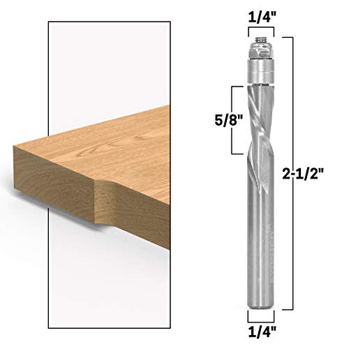 YONICO Solid Carbide Flush Trim Router Bit Spiral 2 Bit 1/4-Inch X 5/8-Inch Set 1/4-Inch Shank 14222q 2 Bit - Up & Down Cut - 5/8" CL - 1/4" Shank