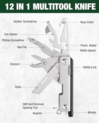 Mossy Oak 12-in-1 Keychain Multitool, Mini Pocket Knife, EDC for Outdoor