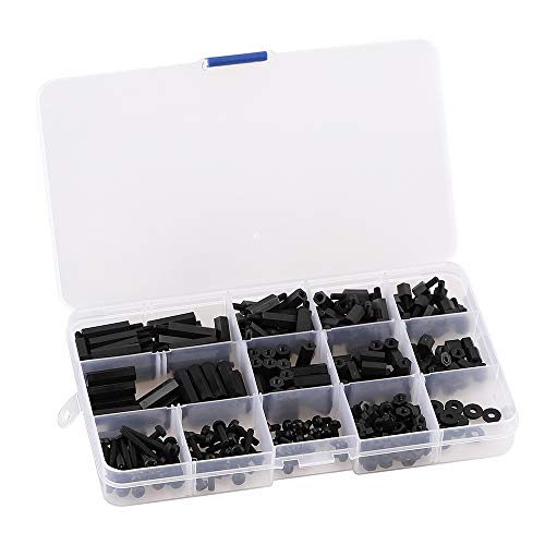 320pcs M3 Black Nylon Screw and Nut Combination Box Screw Nut