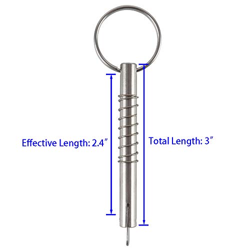 4 Pcs Quick Release Pin w/Drop Cam & Spring, Diameter 5/16"(8mm), Usable Length 2"(53mm), Overall Length 3"(76mm), Full 316 Stainless Steel, Bimini Top Pin, Marine Hardware (Pack of 2) One Size (Pack of 2)