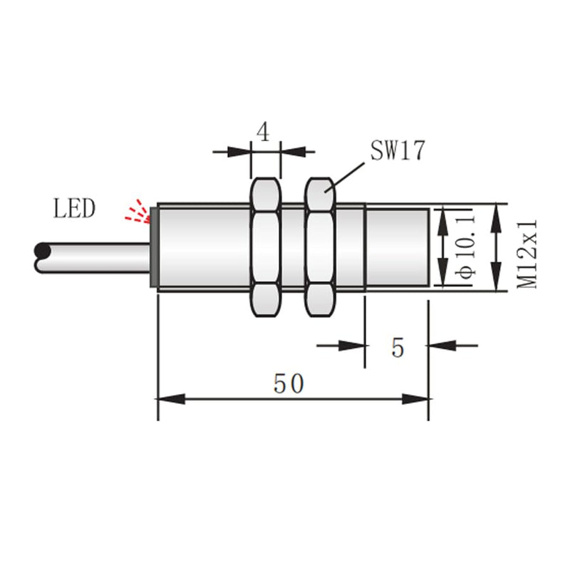 Waterproof M12 Inductive Proximity Sensor 200°C High Temperature Resistant Switch detetionMetal Induction 4mm 24V DC, Normally Open (NO, M12) NO