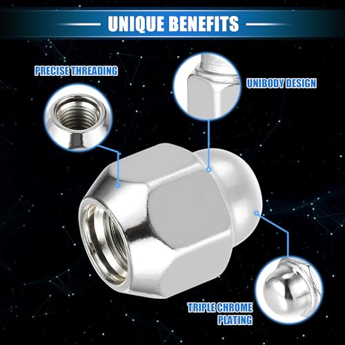 20 Pcs Wheel Lug Nuts Compatible for Hyundai Santa Fe Sonata, Durable Chorme Plated M12x1.5 Carbon Steel Silver Tone Tire Lugnuts 20