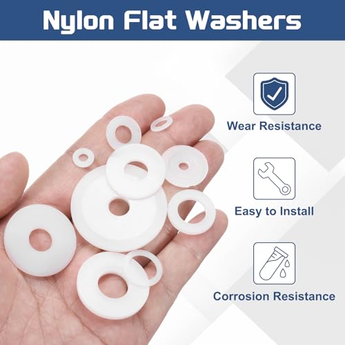 uxcell 25Pcs M16 Nylon Flat Washers Plain Washer 16mm ID 50mm OD 3mm Thick Plastic Washers for Screws Bolts Garden Faucet Plumbing Washers Repair, White 25