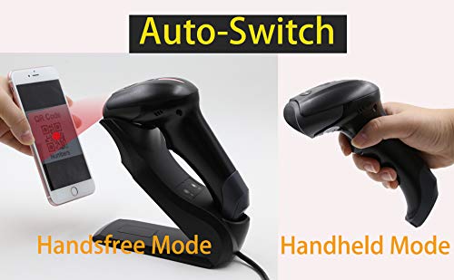 TEEMI 1D 2D Bluetooth Barcode Scanner with Intelligent USB Cradle Wall Mounted, Auto Activate Omni-Directional Hands-Free Scanning, Wireless Charging and Bluetooth 5.0 Technology (Black)