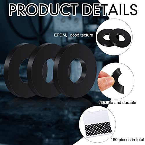 Fabbay 150 Pcs Rubber Washers 11/16 Od x 5/16 ID x 3/32 Inch