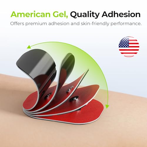 AUVON Wireless TENS Unit Electrode Pads 12 Pcs, 2 Sizes, Latex-Free Red