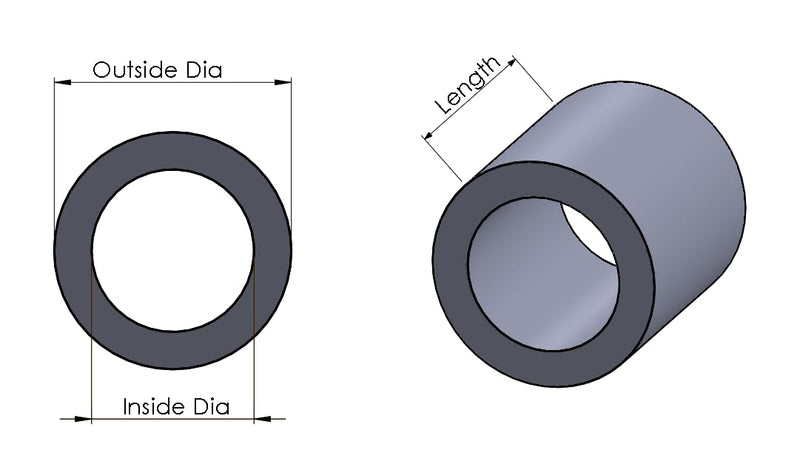 Black Aluminum Spacer 1" OD x 3/8" ID, Round Spacer, Fits Screws Bolts 3/8" or M10 by Metal Spacers Online (1/2" Length, 10 Pack) 1/2" Length
