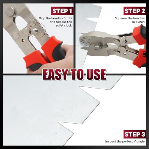 Sheet Metal Notcher - 30° V Notcher Cutting Tools, Professional Hand Notcher, HVAC Tool V Notcher for Sheet Metal and Ductwork, Precision Steel Tool with Safety Lock
