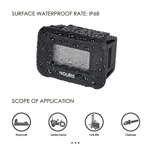  [AUSTRALIA] - NR-HM038AD AC/DC 5V to 277V,Snap-in Digital LCD Hour Meter Kit,Initial Hours Settable,Resettable Partial Running Hours,Built-in Battery,Waterproof,Use for ZTR Lawn Mower Tractor Generator