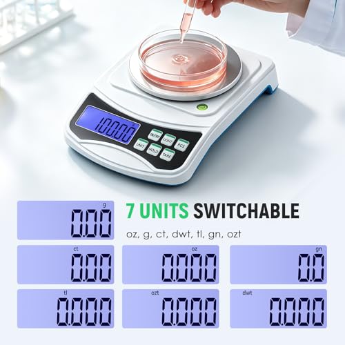Antstone Digital Precision Scale 0.01g Accuracy, 1000g Lab Scale Scientific Digital Balance, Jewelry Scale for Laboratory Jewelry Weighing, Includes 100g Calibration Weight and 2 AAA Batteries 1000 Grams
