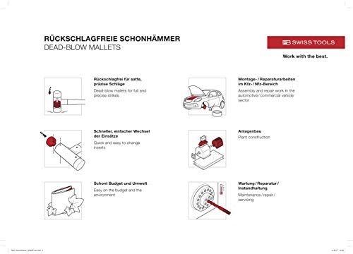 PB Swiss Tools 2-in-1 Engineer Dead Blow Hammer PB 304 | Swiss Made | Hammer for Powerful and Precise Blows without Recoil (Ø 22mm) ヘッドΦ 22mm