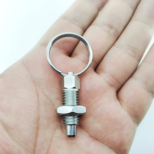 4PCS Spring Plunger with Pull Ring, M16x1.5 Stainless Steel Retractable Spring Manual Pin Quick Release Pull Ring Indexing Plunger for Mould Chassis Cabinet Industrial Equipment and Appliance (M16) M16