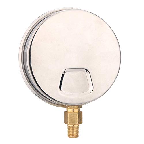 MEASUREMAN 4" Dial Size, Glycerin Filled Plumbing Pressure Gauge, 0-160psi, Stainless Steel Case, 1/4" NPT Lower Mount