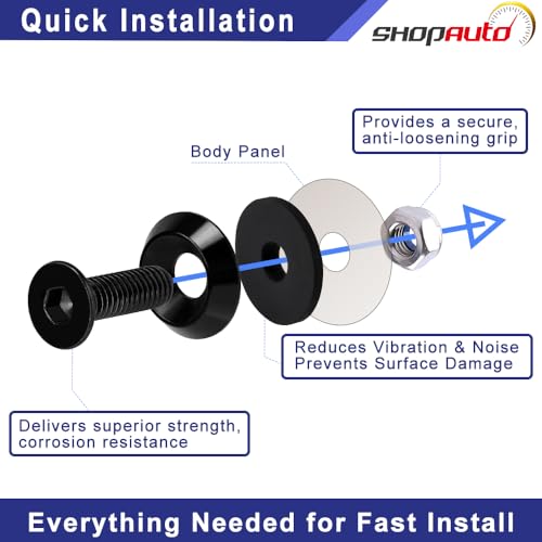 M8 24mm Aluminum Tapered Washer Fender Flare Hardware Kit (Black) M8x24mm Tapered Black