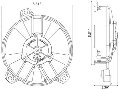 SPAL 30103059 5.2" Puller Fan 12 Volt High Performance Straight Blade 342 cfm VA31-A101/46A w Weatherpack Sealed Connector