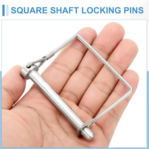 PATIKIL 4Pcs 304 Stainless Steel Square Shaft Locking Pins, 2/7" x 2-4/5"(8mm x 70mm) Trailer Coupler Pin Square Trailer Coupler for Farm Wagons Lawn Hitches Garden, Silver Tone 2/7" x 2-4/5"(8mm x 70mm)