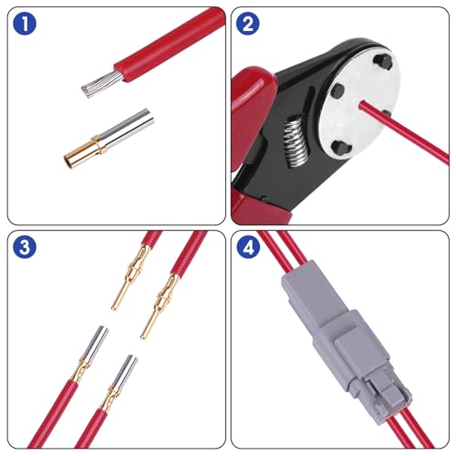 Deutsch Closed Barrel Crimper, Solid Barrel Contact & Circular Connector Contacts Crimping Tool (AWG 14-20) 4 Way Indent, 8 Impression Type，DT Connector Removal Tool,0411-310-1605 Blue Push Wire Tool