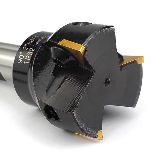 Indexable End Mill with 3 Pcs TPCN32PDTR Tpg32 Carbide Inserts, 2" Cutting Diameter, 3-3/4" Overall Length, 90 Degree, 3/4" Shank, TP32, 3 Flutes