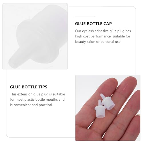 FRCOLOR 100pcs Eyelash Extension Bottle Plug Replacement Caps Eyelash Grafting Adhesive Nozzle Caps for Lash Glue Bottles Salon and Personal Use Fits Most Bottle Mouths 2x1.3cm White