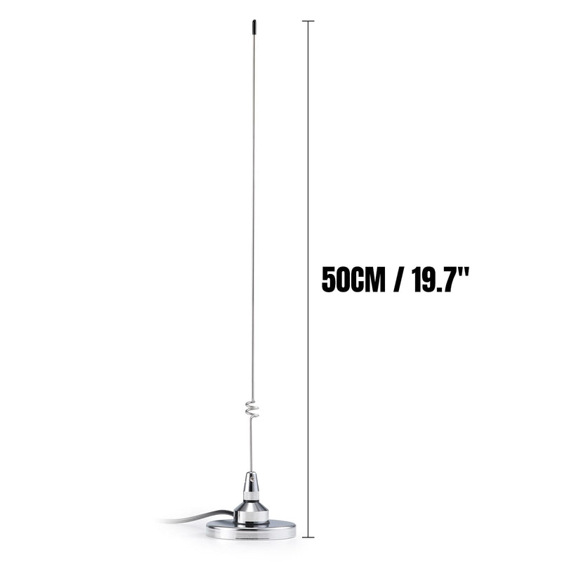 Radioddity RA-UV712 Dual Band GMRS/VHF/UHF Magnetic Mount Antenna Kit, 136-174/400-520MHz, 20-Inch HIgh, with 15ft Cable, PL-259 Compatible with Car Truck Mobile Radios, Scanners, Repeaters