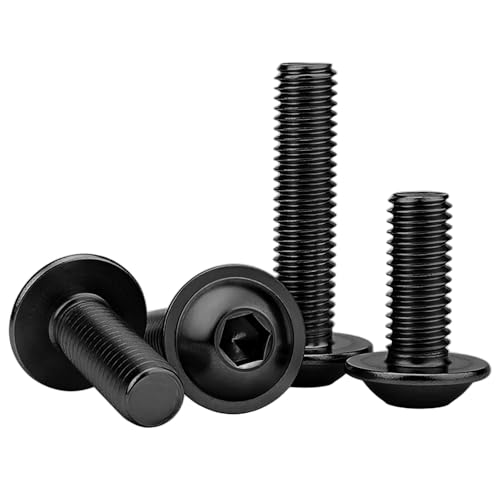 72 pcs M6 T Nut and Screws Kit, 36pcs M6 x 12/14/16mm Flanged Button Head Socket Cap Screws, 36pcs M5 Slide in T Nut and 1pcs Hex Wrench, for 1010 Aluminum Extrusion Hardware (Black) 72pcs1010 Series M6 Flanged Screws Kit Black