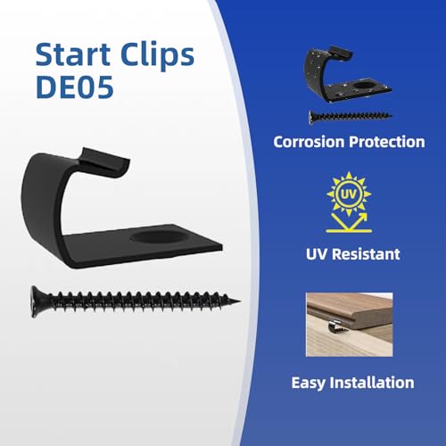 304 Stainless Steel Concealed Floor Starting Fastener Universal Decking Clips with Screws and 2 Drill Bit（50 Pack 50 Pcs