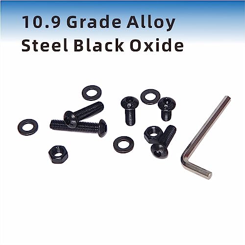150PCS Button Head Hex Socket Cap Screws Bolts Nuts Washer Assortment Kit,10.9 Grade Alloy Steel Black Oxide, M6 x 12/16/20/25/30mm 150 1.0 Millimeters