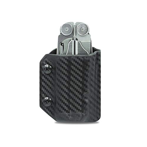 Clip & Carry Kydex Multitool Sheath for LEATHERMAN Wave & Wave + Plus - Made in USA - Multi Tool Sheath Holder Cover Belt Pocket Holster - Multi-Tool not Included Carbon Fiber Black