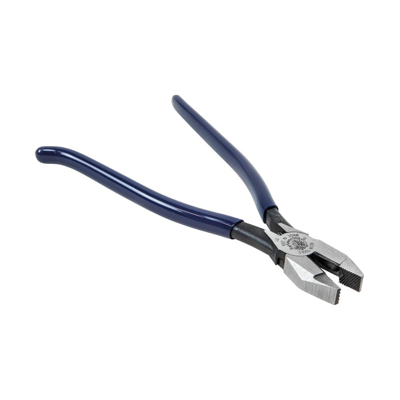 Klein Tools D201-7CST Ironworker Pliers, Spring Loaded Side Cutters, Twists and Cuts Annealed Rebar Tie Wire, Heavy-duty Knurled Jaws, 9-Inch Long Ironworker/Plasitc Dipped Handle