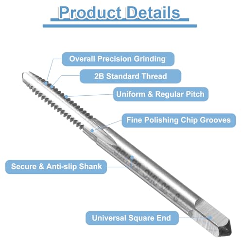 uxcell 6pcs Straight Flute Thread Tap, 6-32 UNC Screw Threading Tapping Tool Thread Milling Machine Taps, High-Speed Steel 6542 (HSS 6542) (Pack of 2) 6-32 UNC (Pack of 2)